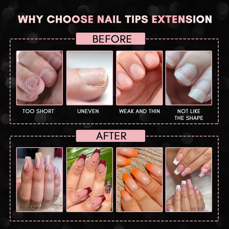 Makartt French Nail Tips, 500 Pieces, Half Cover False Nail