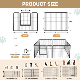 MoNiBloom Dog Playpen Outdoor, 24" Height 8 Panels Heavy Duty Metal Dogs Pen for Small Animals Pet Exercise Pen for RV Camping Yard