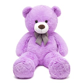 MorisMos Bow Tie Giant Teddy Bear 4 Feet, 47inch Stuffed Animal Big Teddy Bear Plush, Classic Girlfriend Boyfriend Gift, Purple
