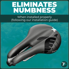 Adamo Island Saddle Wave Comfort Bike Seat - Narrow Anatomic Relief Bicycle Saddle for Spin Bikes, E-Bikes, & Stationary Bikes with Waterproof Cover - EBike Seat Reduces Numbness for Men & Women