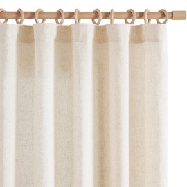 jinchan Soft Linen Curtains, Natural Curtains 84 Inches Long, Crude Light Filtering Farmhouse Curtains for Living Room Bedroom, Beige Curtains Back Tab Top Set 2 Panels (W50 x L84, Natural)
