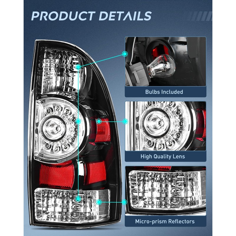 Nilight Taillight Assembly Compatible with Toyota Tacoma 2005 2006 2007