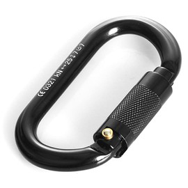 Hilitand OXAD02 Aluminum O-Shaped Carabiner with Safety Ring, Breaking Strength, 25 kN, Ultra Lightweight, High Altitude Work/Climbing, Fall Prevention Measures, Black