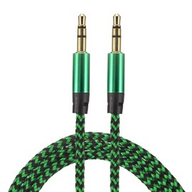 MECCANIXITY Aux Cable 3.5mm Male to Male Nylon Braided 3Ft 3 Pole Hi-Fi Stereo Sound Auxiliary Cord Green for Earphones, Smart Phones, Home/Car Stereos, Speakers, Computers