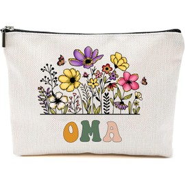 Oma Wildflowers Gifts For Mother's Day Makeup Bags - Oma Flower Gift Bags - Mom Birthday Gifts - Travel Cosmetic Bag For Birthday
