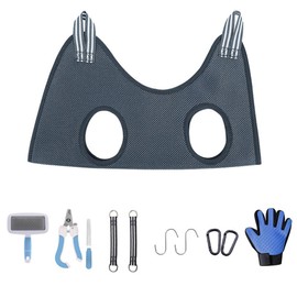 MTSDM Dog Grooming Hammock, 11Pcs Breathable Pet Hanging Harness Set, Dog Trimming Sling Holder Helper with Nail Clipper, Nail File, Glove, Hair Comb for Cat/Dog Nail, Trimming Cleaning Shaving Hair
