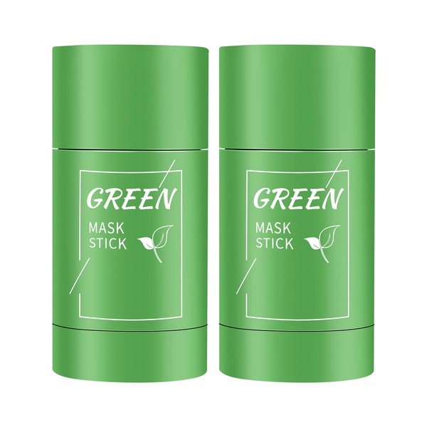 2 Pack Green Tea Cleansing Mask Stick,Blackhead Remover Mask Stick,Purifying Clay Stick ,Anti-Acne Oil Control & Clean Pores for All Skin Types Women and Men