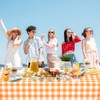 WNINK 2 Pack Orange and White Checkered Rectangular Plastic Tablecloths,