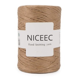 NICEEC Kraft Paper Yarn- Soft Raffia Ribbon Yarn for Crocheting & Knitting, Polyester, DIY Weaving, Total 474yds, 5.3oz - Khaki