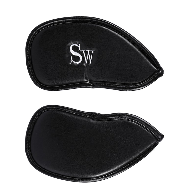 12pcs PU Leather Black Golf Club Head Cover Iron Head