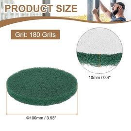 sourcing map 16pcs Scrubber Scouring Pads 180 Grits 4 Inch Drill Power Brush Hoop and Loop Surface Conditioning Disc Drill Scuffing Disc Scrub Pads for Home Kitchen Cleaning, Green