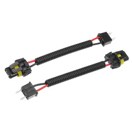 Motoforti Universal Wire Harness Headlight, Plastic Metal, Black, 2 Pcs