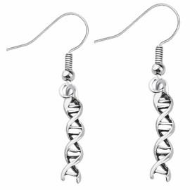 DNA Double Helix Chemistry Earrings Gold Silver Plated Unique Elegant 3D Spiral Science Biology Molecule Medical Lab Lightweight Earrings for Women Science Lovers Jewelry Gifts (Silver earrings)