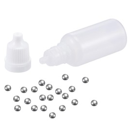 sourcing map 100pcs 5.5mm 304 Stainless Steel Balls with 10pcs 15ml PE Dropper Bottles for Model Paint