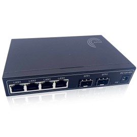 Elfcam® - Gigabit Ethernet Switch with 2 SFP Ports and 4 Ethernet Ports 10/100/1000Mbps, Plug & Play Unmanaged, Robust Metal (2 SFP Ports)