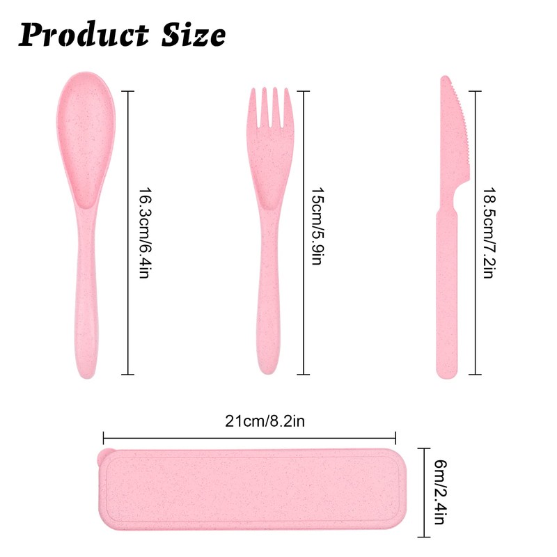 Travel Cutlery Set with Case Plastic Reusable Cutlery Set for