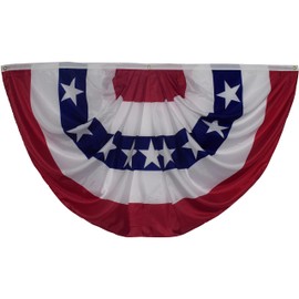 American Pleated Fan Bunting, 3x6 ft Banner, Red White Blue Flag, Patriotic Bunting, 4th of July, Veterans Day Decor (1)