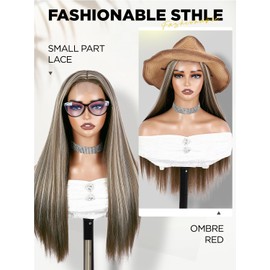 WIGRE Piano Color Long Straight Wig, Light Brown Highlight Blonde Wigs for Women, 26 Inches Straight Hair for Daily Party Use