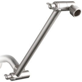 Voolan 11 Inch Shower Extension Arm with Lock Joints, Adjustable Height and Angle, Premium Solid Brass Anti-leak (Brushed Nickel)