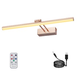 RAIFOOLLY Picture Light Wireless, Battery Operated Picture Lights for Paintings,Remote Control Display Art Light with Timer and Dimmable for Painting,Frame, Portrait. Antique Brass (Rose Gold