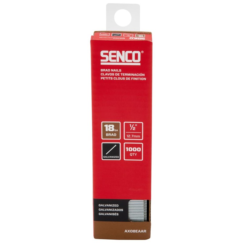 SENCO AX08EAAR 1/2" 18 Gauge Brad Nails, Galvanized Finish 1,000