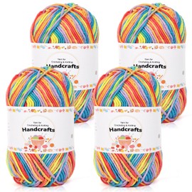 Aeelike 200 g (4 x 50 g) Baby Wool Colour Gradient for Crochet, 5Ply Acrylic Cotton for Knitting, Cotton Yarn Wool Colourful Set for Beginners, Experienced Knitters, Colourful Orange