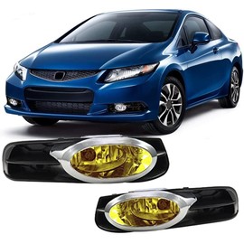 Winjet OEM Series for [2012-2013 Civic Coupe] Driving Fog Lights + Switch + Wiring Kit (Yellow)