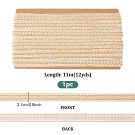 PH PandaHall 12 Yards Gimp Braid Trim, 2cm Fabric Braid Tirm Ribbon Beige Polyester Basic Fringe Trims for Sewing Upholstery Costume DIY Crafts Jewellery Making Curtain Decoration