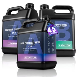 Deep Pour Epoxy Resin, KISREL 4.5Gallon Resin Epoxy Kit (2:1) for 2-4 Inch Pour Depths，Bubble Free, Low Odour, Crystal Clear Casting Resin for Bar Tops, Table Tops, River Tables, Wood Fillers, Crafts