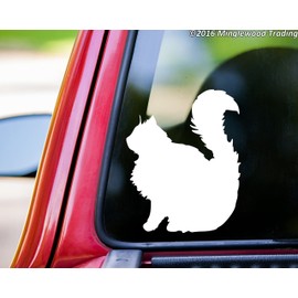 Minglewood Trading Long-Haired Cat Sitting Vinyl Decal Sticker 5" x 4" DLH Feline Longhair Black