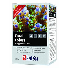 Red Sea Trace Colors ABCD 4-Pack Supplements, 4 x 100ml - Essential Trace Elements for Vibrant Coral Coloration in Reef & Marine Aquariums