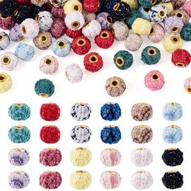 KISSITTY 100 Pcs Assorted Cloth Beads Alloy Cloth Rondelle Beads 15mm Round Loose Spacer Bead Craft Aesthetic Bead for DIY Charms Bracelet Pendant Necklace Bracelet Earring Jewelry Making Hole:4mm