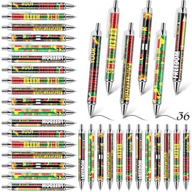 Sayglossy 36 Pcs Black History Month Pens Gift Bulk 1865 African American Freedom Ballpoint Pen Juneteenth Day Educational Prizes Supplies