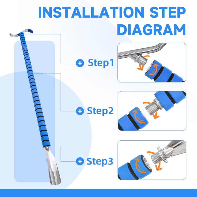 Fanwer Metal Long Shoe Horn with Dressing Stick - Shoe