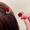 DUJUAN Rose Rhinestone Small Hair Clips - Elegant Rose Flower