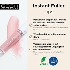 GOSH "Lip Filler" Lip Booster I Lip Plumper with Chilli for Sensual Full Lips and Significantly More Volume I Lip Gloss, Lip Booster & Moisturiser in One I Fragrance-Free & Vegan I 001 Baby