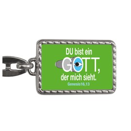 speecheese You are a God who sees me. Keyring with Bible quote in blue Genesis 16,13 Keyring for believers who appreciate the words of God Bible verse Bible quote Moses in, Green