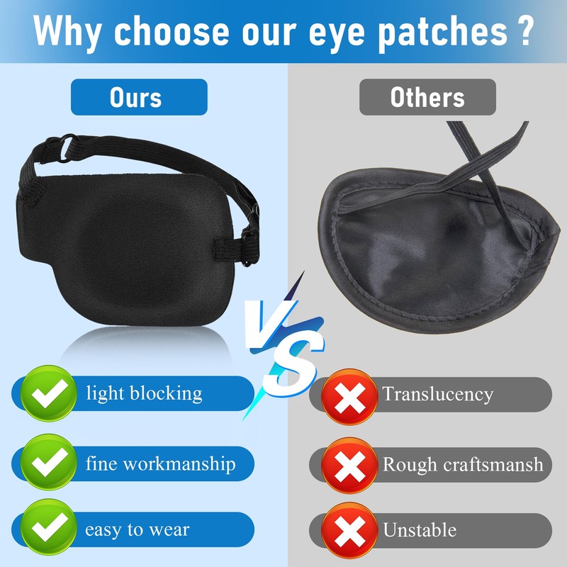 2Pcs Left Eye Patches for Adults,3D Adjustable Eyepatchs for Left
