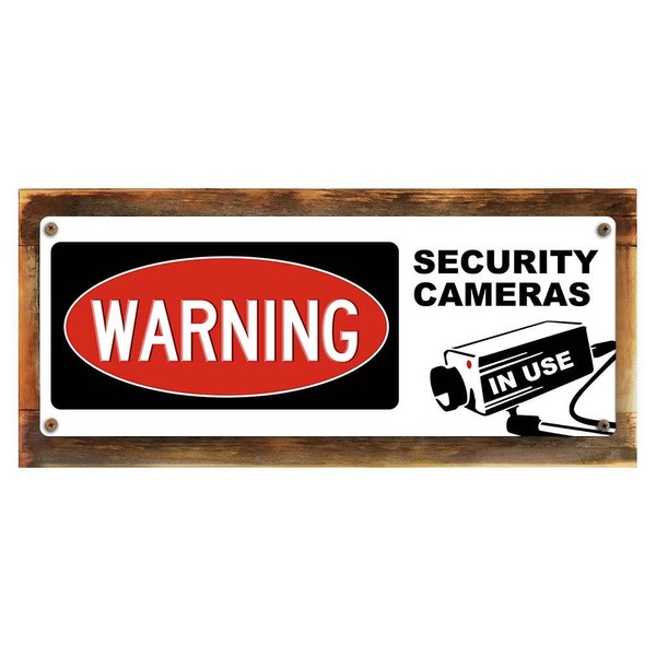 Homebody Accents Framed Warning, Security Cameras in Use 4"x12" Metal