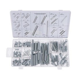 200 Piece Metal Spring Set Assortment Kit: Compression, Tension, Extension & Spiral Springs with Storage Case