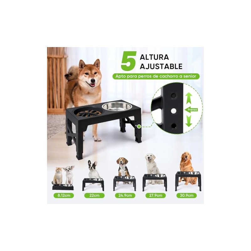 LUKITO 3pcs Comedero Elevado para Perro con 2 Cuencos De