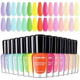 Nail Polish Set Fingernail: Pastel Macaron Rainbow Nail Polish Kit Regular Neon Air Quick Dry Nail Polish Pack for Women Nail Art Design Gift Holiday Party 0.27oz