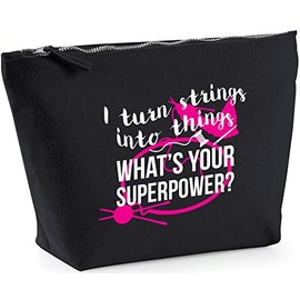 Hippowarehouse I Turn Strings Into Things What's Your Superpower? printed make up cosmetic wash bag 18x19x9cm