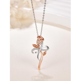 KINGWHYTE Rose Halskette Damen Silber 925 mit Anhänger Unendlichkeit Halsketten Rosegold Geburtstag Valentinstag Schmuck Geschenke für Frauen Mama