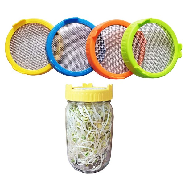 BSTCAR 4 Stainless Steel Strainers, 86 mm Wide Mouth Preserving