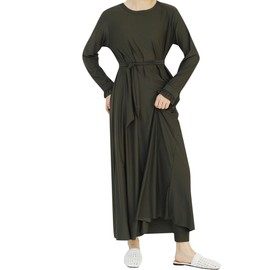 Modest Muslim Swimsuits for Women Long Sleeve Burkini 2-Piece Set Full Coverage Islamic Swimwear Conservative Bathing Suit Army Green