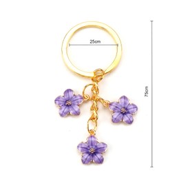 Gallkeat Flower Keyring, Bag Charm Girls, Aesthetic Car Keyring for Bag Charms, Women's Gift Ideas, Purple, gold, S