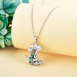 VENACOLY Cowboy Boat Necklace 925 Sterling Silver Cowboy Boat Pendant Jewellery Gifts for Women, Sterling Silver