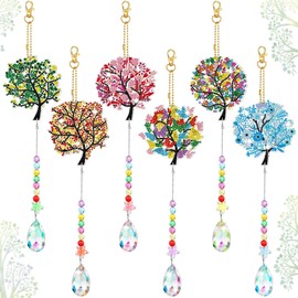 Burbell 6 Pcs Tree of Life Diamond Art Kits for Adults Double Sided Tree of Life Suncatchers Diamond Painting DIY Dream Catcher Kit Wall Decor Diamond Painting Wind Chimes for Adults, 6 Styles