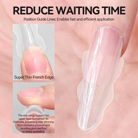 ESUOHYM 180 Pcs Sandwich Nail Forms Reusable Quick Nails Extension Mold for Builder Poly Gel,15 Sizes Long Coffin Bulider Dual Forms with Almond Shape Guide Lines Nail Art Tools Salon Home